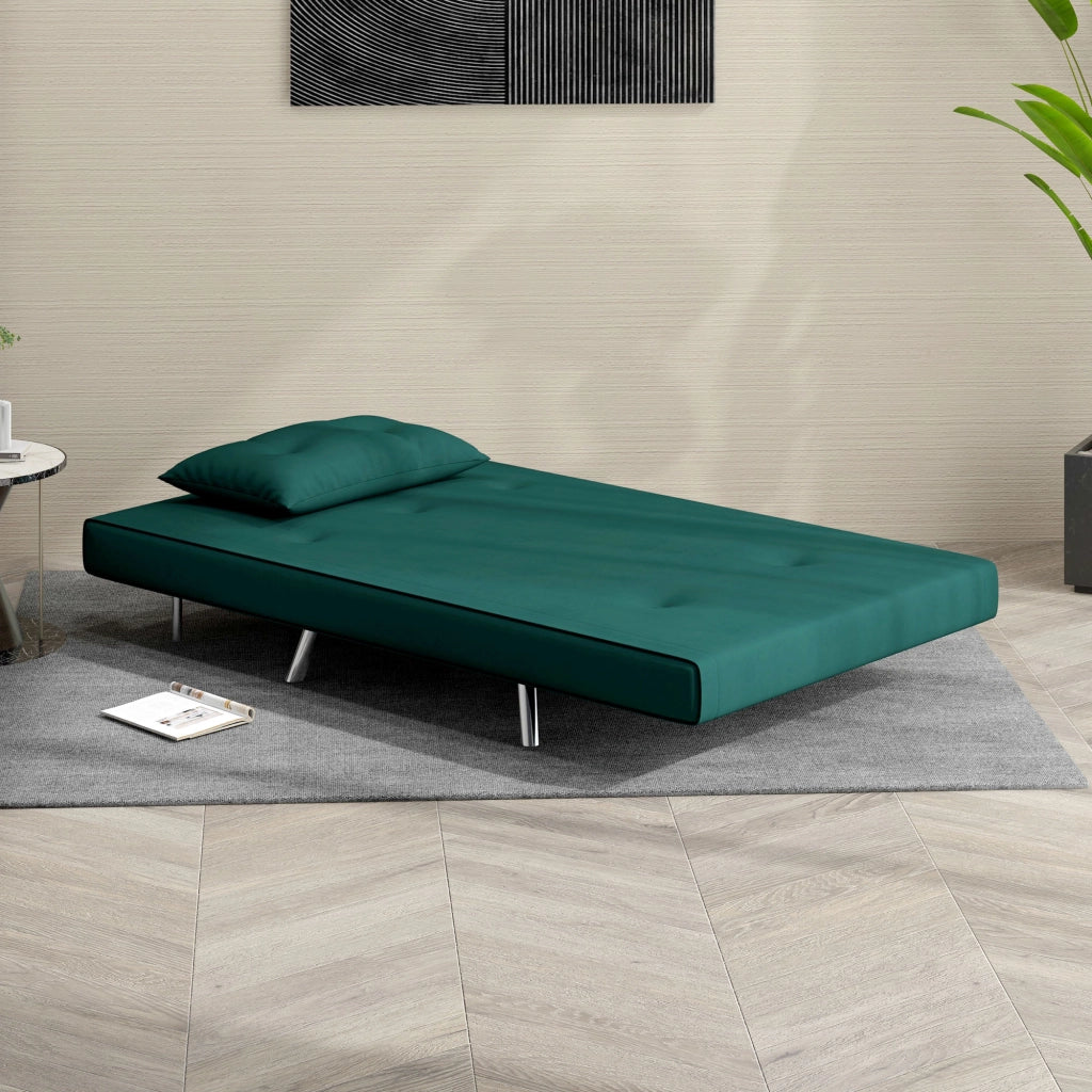 Poltrona Letto Singolo 3 in 1 ¨C zephmum ¨C Verde Scuro, Velluto, 100x88x83cm