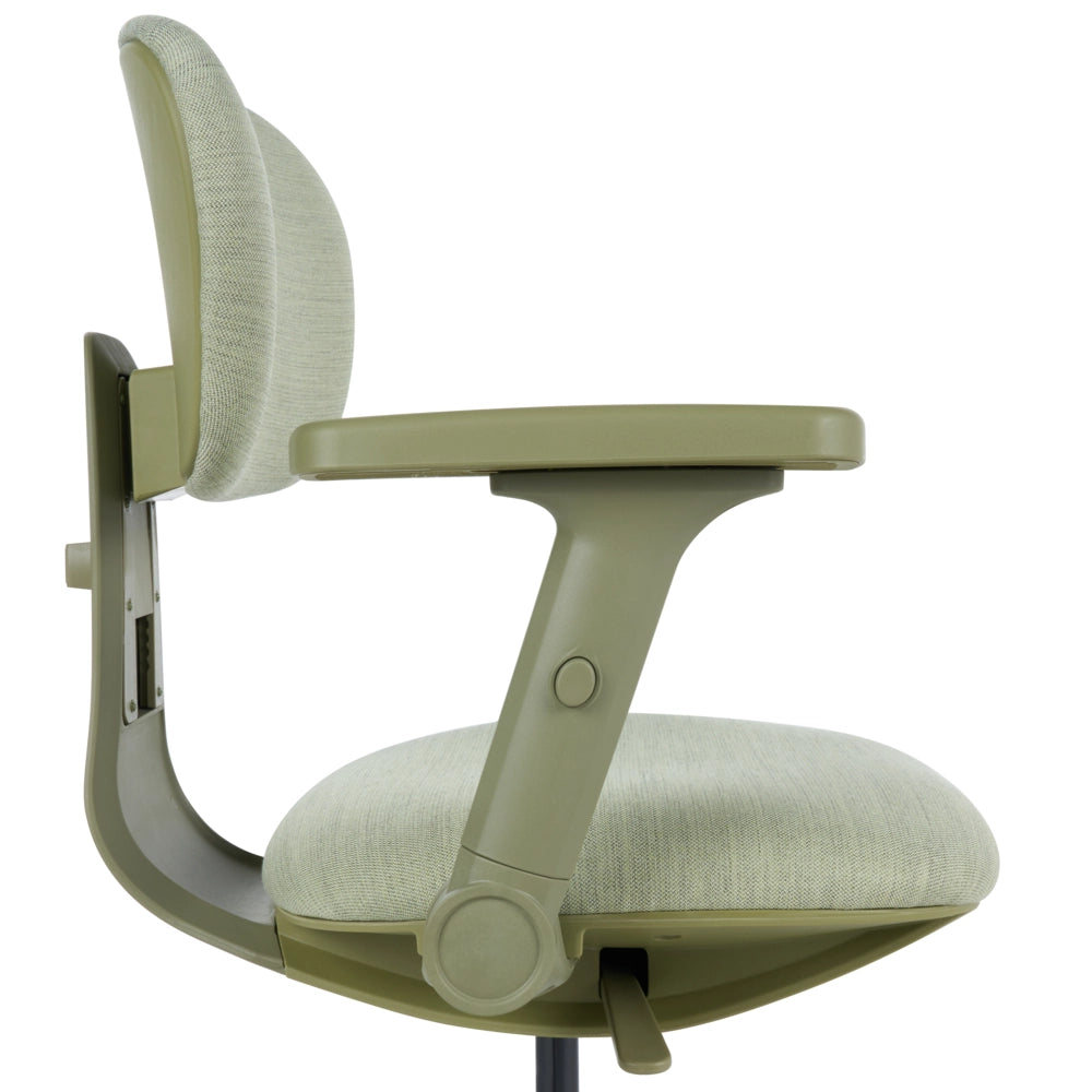 Sedia da ufficio in tessuto verde con schienale e braccioli regolabili, design moderno, per l'ufficio domestico