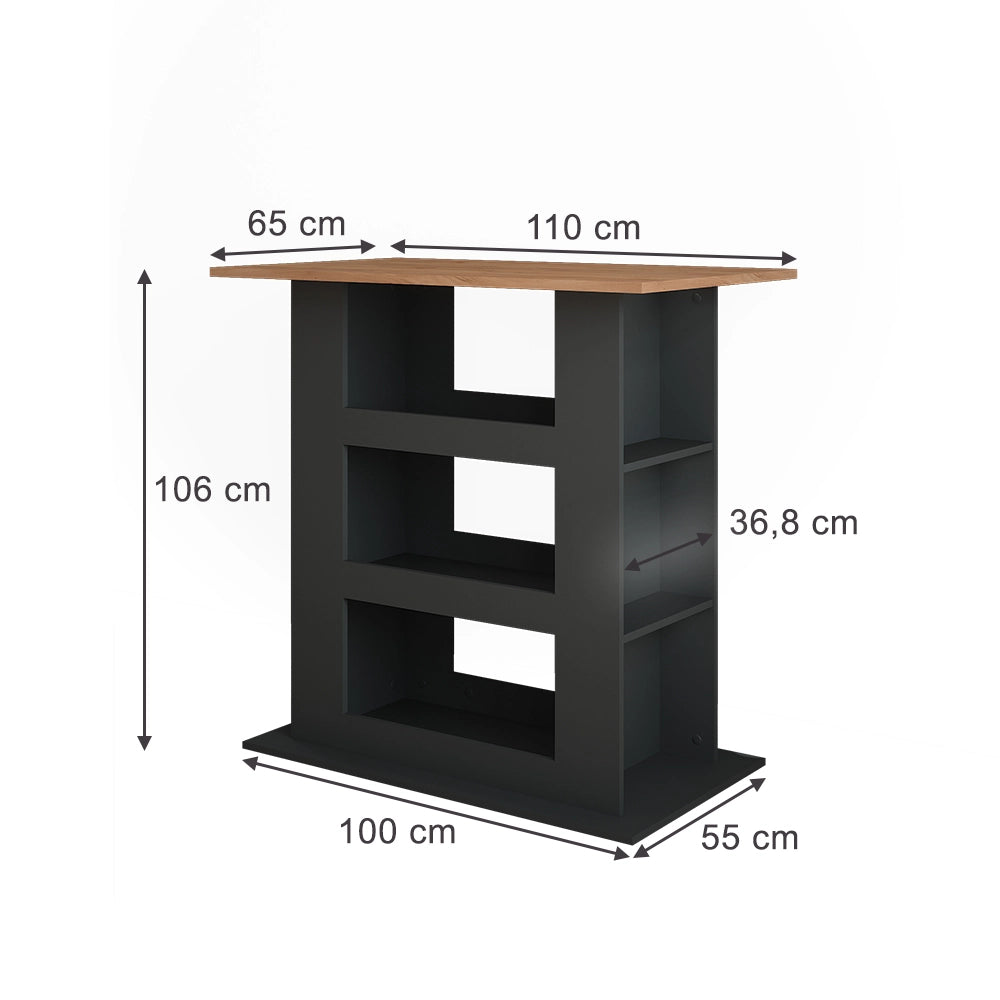 Vicco Tavolo da bar Quercia dorata/antracite 110 x 65 cm