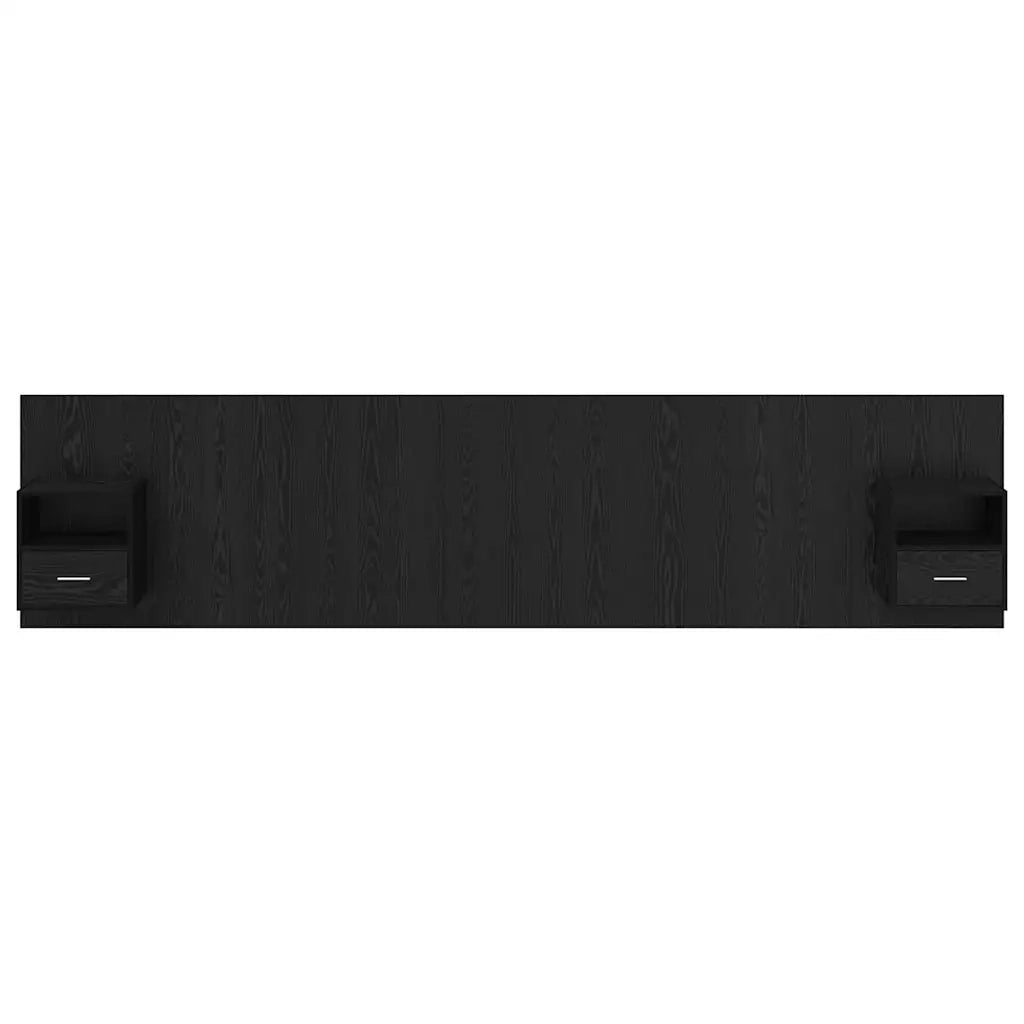 Testata con Comodino 3 pcs Rovere Nero Legno multistrato