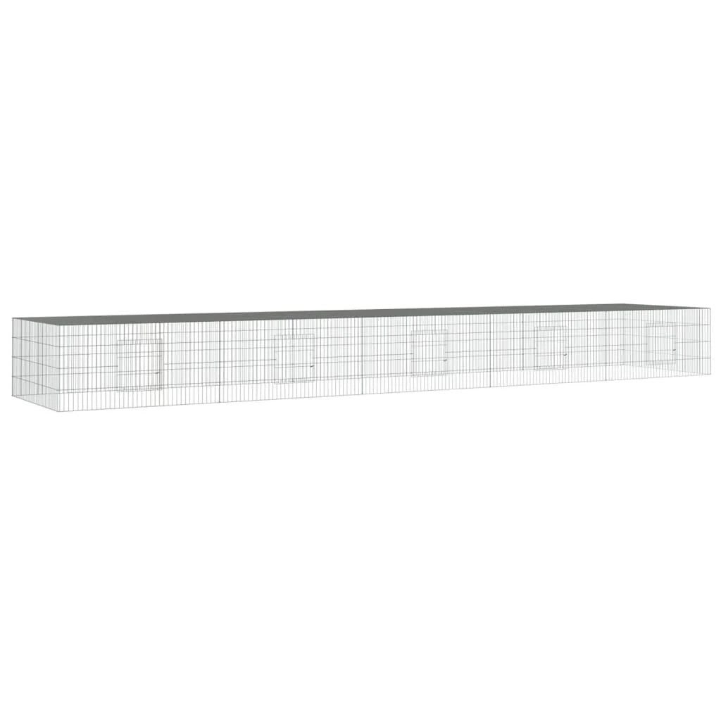 Gabbia per conigli con 5 pannelli 541 x 109 x 54 cm ferro zincato argento 02_0041692