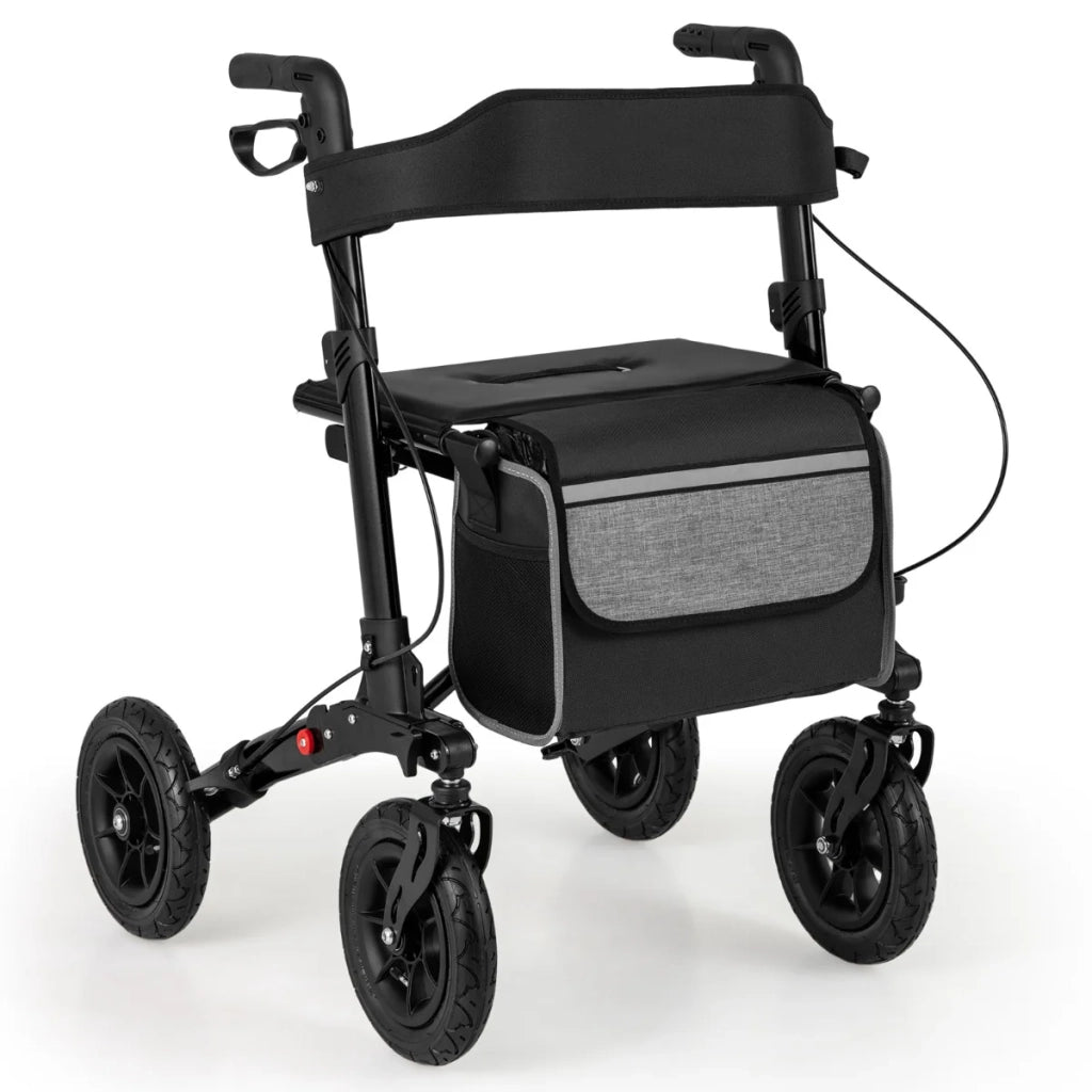 Deambulatore pieghevole fuoristrada con sedile 62 x 82 x 81,5-97 cm comodo e sicuro moderno alluminio nero 20_0011670