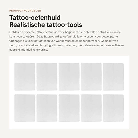 Oefenhuid per Silicone - Alta Qualità - Zucchero/Comfortevole - Sottile/Translucido - Sicuro/Non Tossico - Lungo Durata Conservazione della Colorazione - Ideale per Principianti - Oefenhuid per Pratica del Tattoo