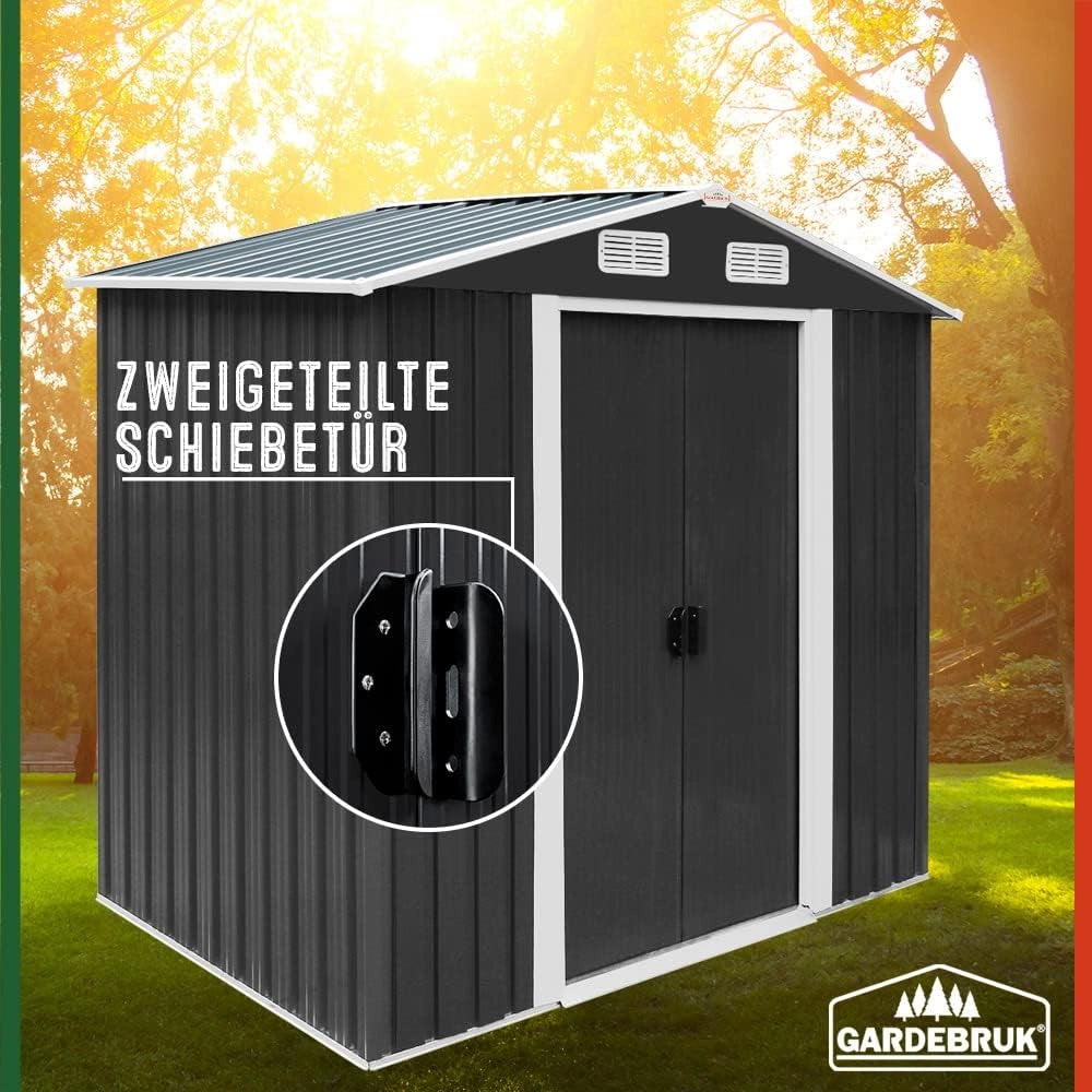 Capanno da Giardino XL 2m² Fondamenta 200x135x190cm Porta Scorrevole Rimessa per Attrezzi da Esterno 4m³
