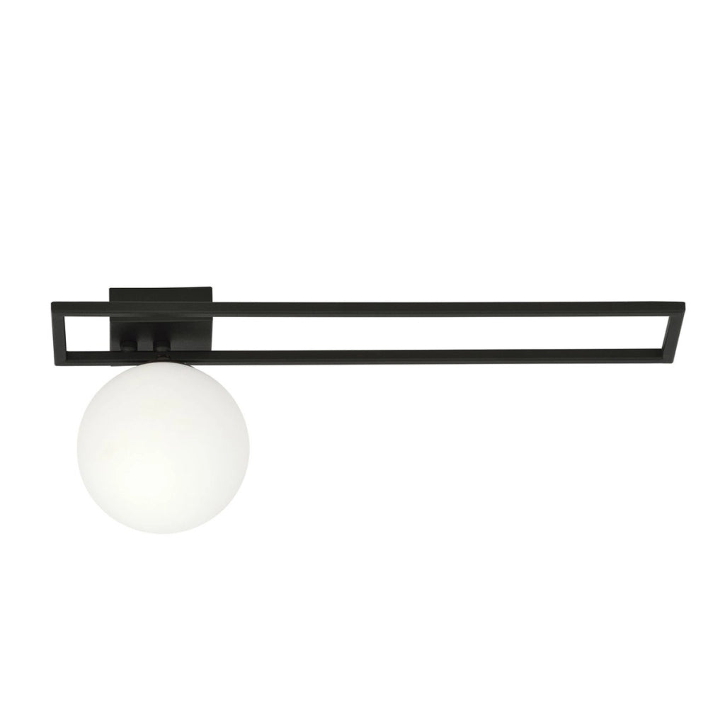 Lampada da soffitto Imago in metallo nero e vetro opale