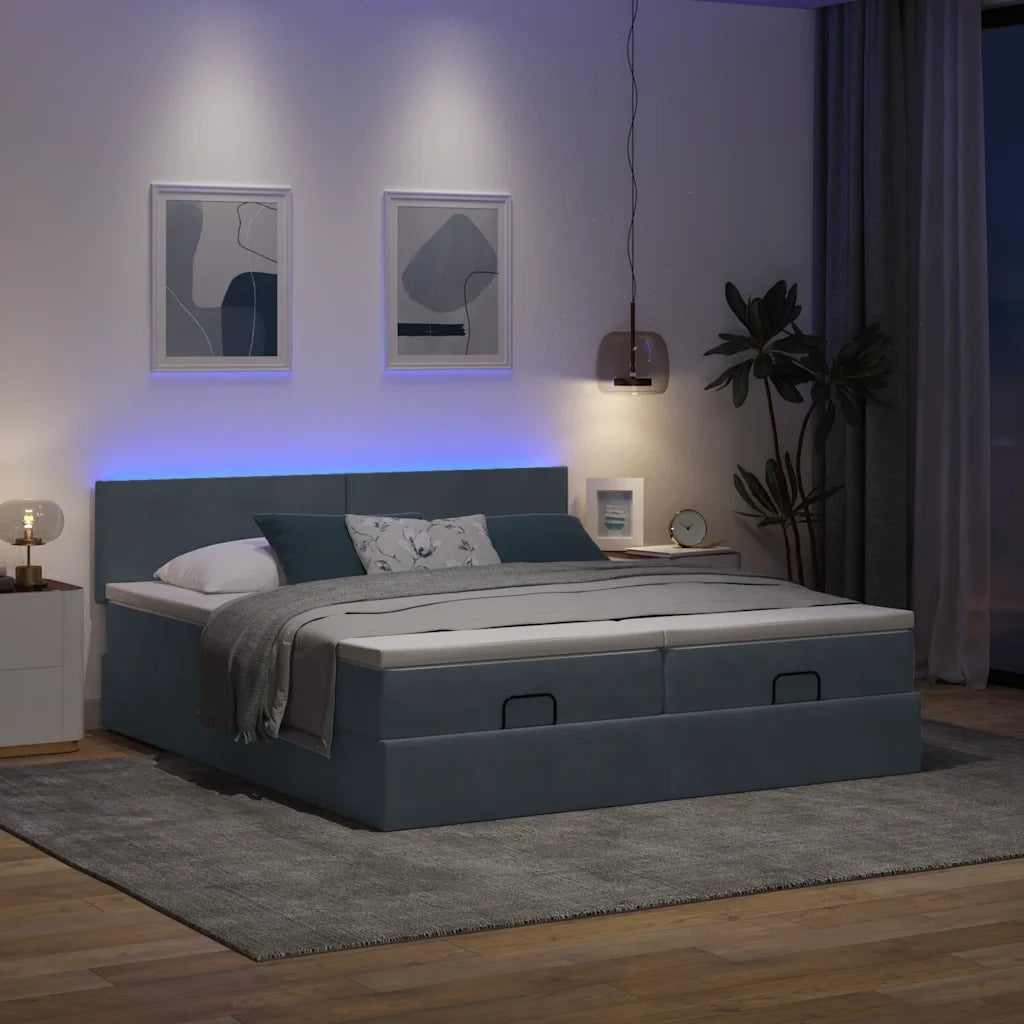 vidaXL Struttura Letto Pouf con Materassi 200x200 cm Velluto