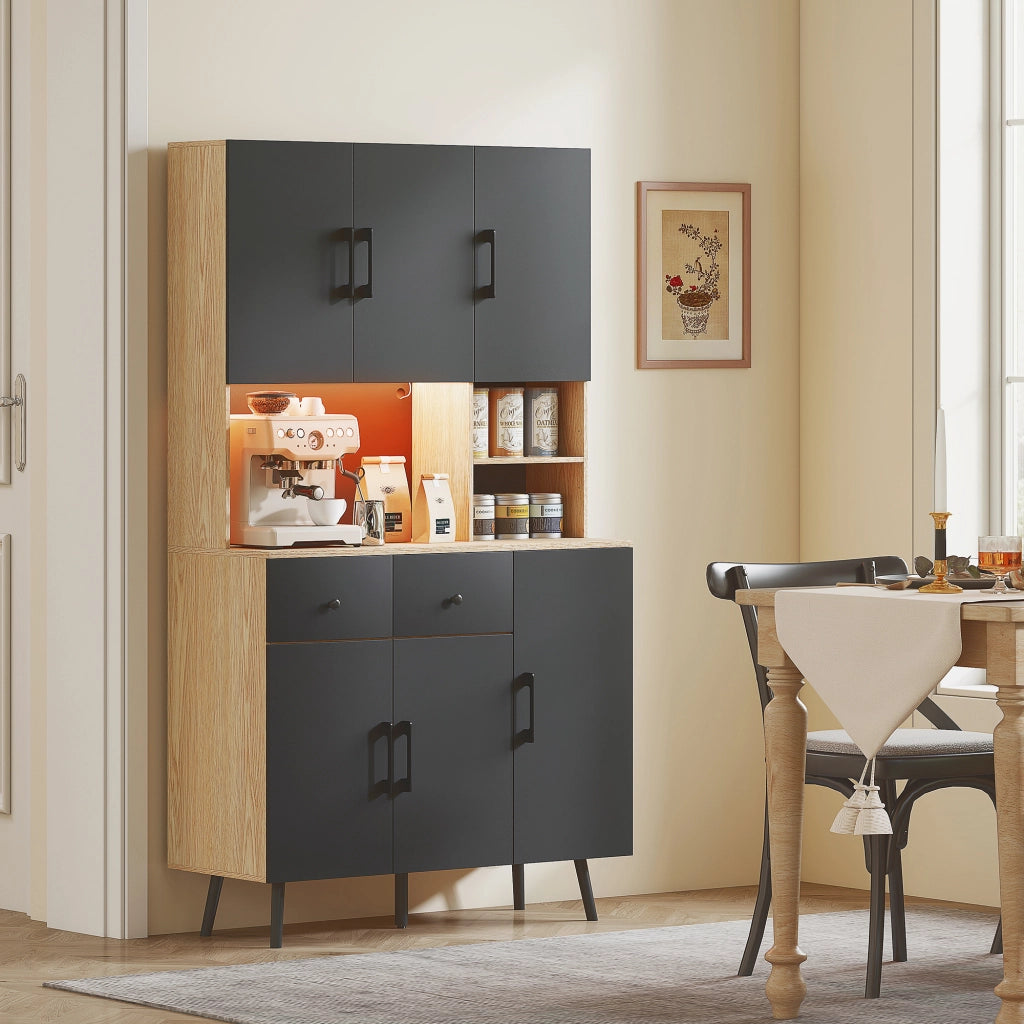 Buffet da cucina ¨C zephmum ¨C nero 100x40x176cm con luce LED
