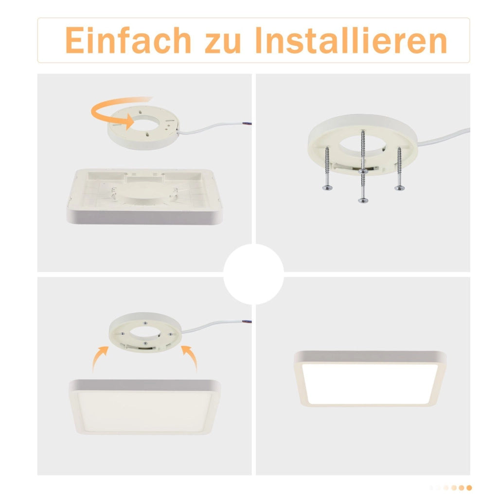 ZMH Lampada da soffitto plafoniera LED nera 23W 23cm bianco caldo per camera letto