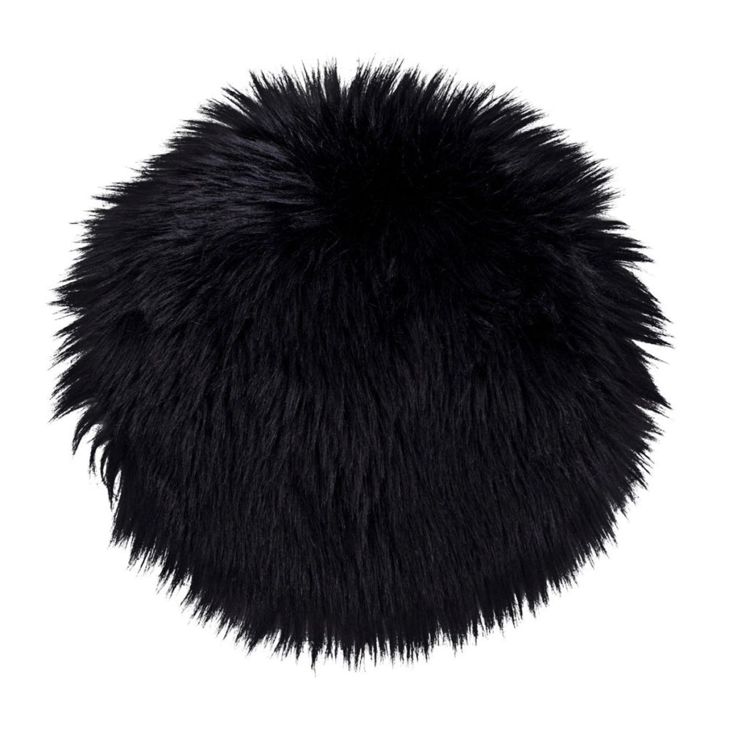 Pouf Lambskin, Nero, Poliestere, 35x35x6,5 cm