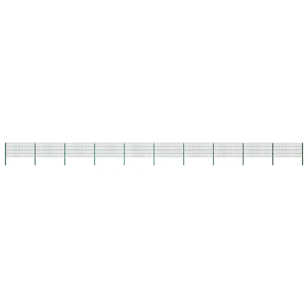Pannello di Recinzione con Pali in Ferro 17x0,8 m Verde