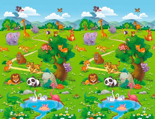 Tappeto Extramorbido per Bambini 200x150 cm Arrotolabile Doppia Grafica Multicolore