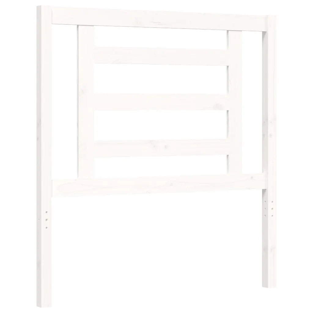 Giroletto con Testiera-Struttura Letto con testiera Bianco Single in Legno Massello 290190