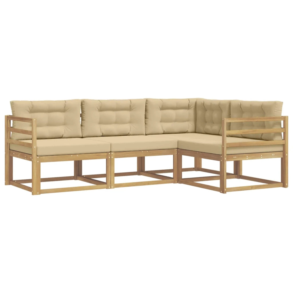 Set di divani da esterno 3 pcs Bianco e Beige Poliestere