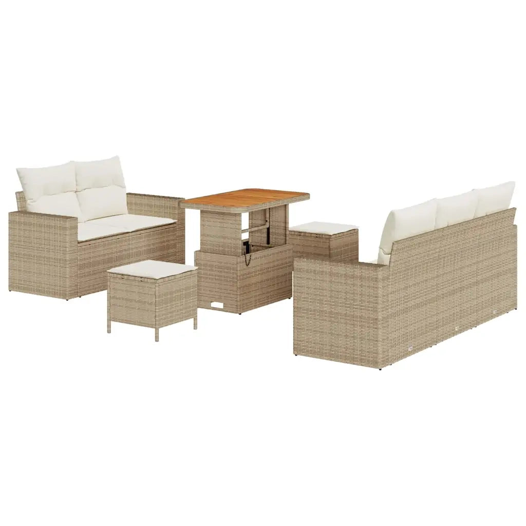 Set Divano da Giardino 8 pcs Beige polyrattan