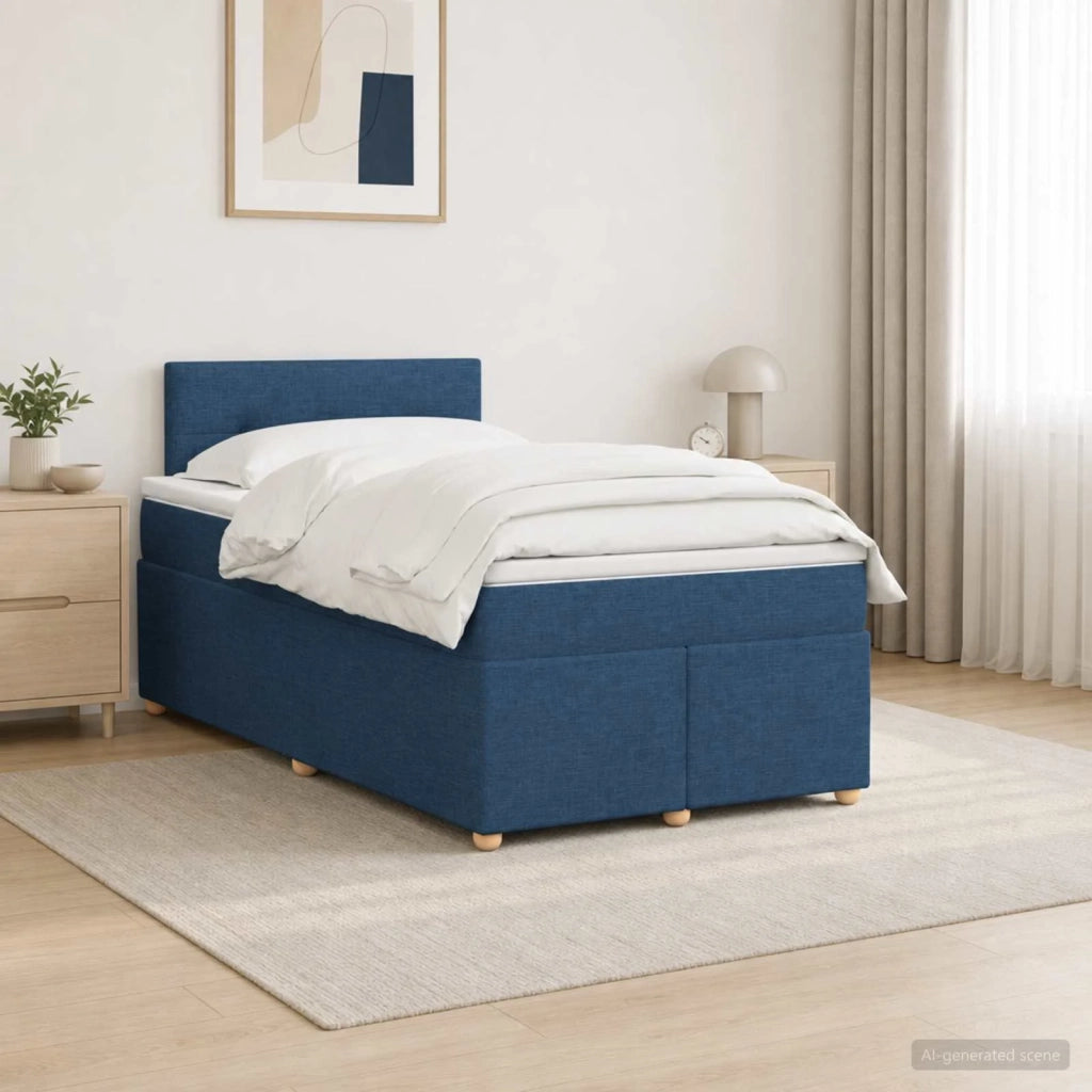 Letto box spring con materasso Blu 120 x 200 cm Tessuto 3452400