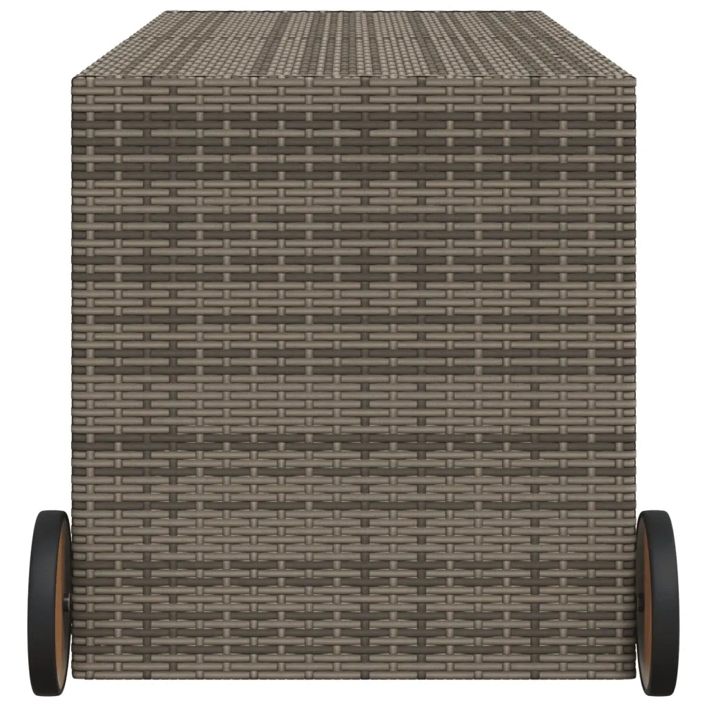 Contenitore da Giardino con Ruote Grigio 283L in Polyrattan 365318