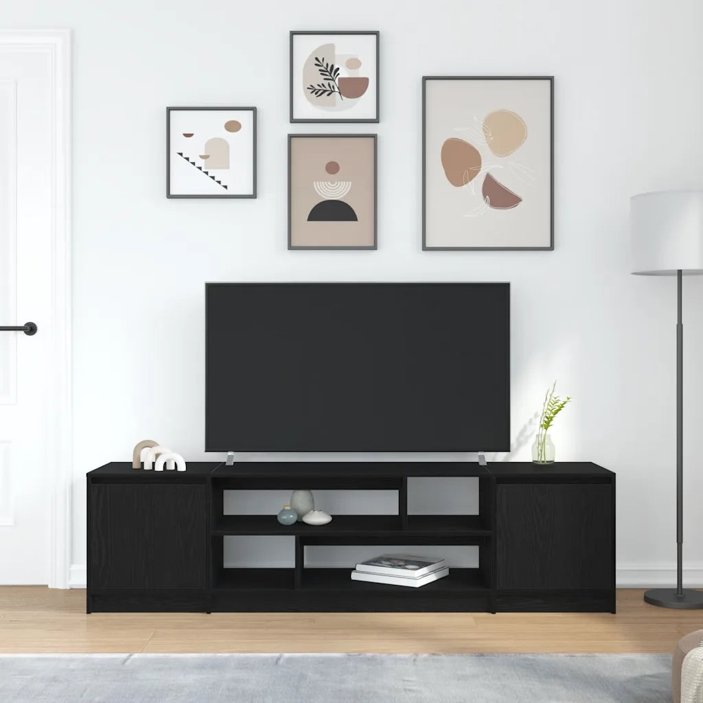 Mobile TV Rovere Nero 188,5x41x50 cm in Legno Multistrato