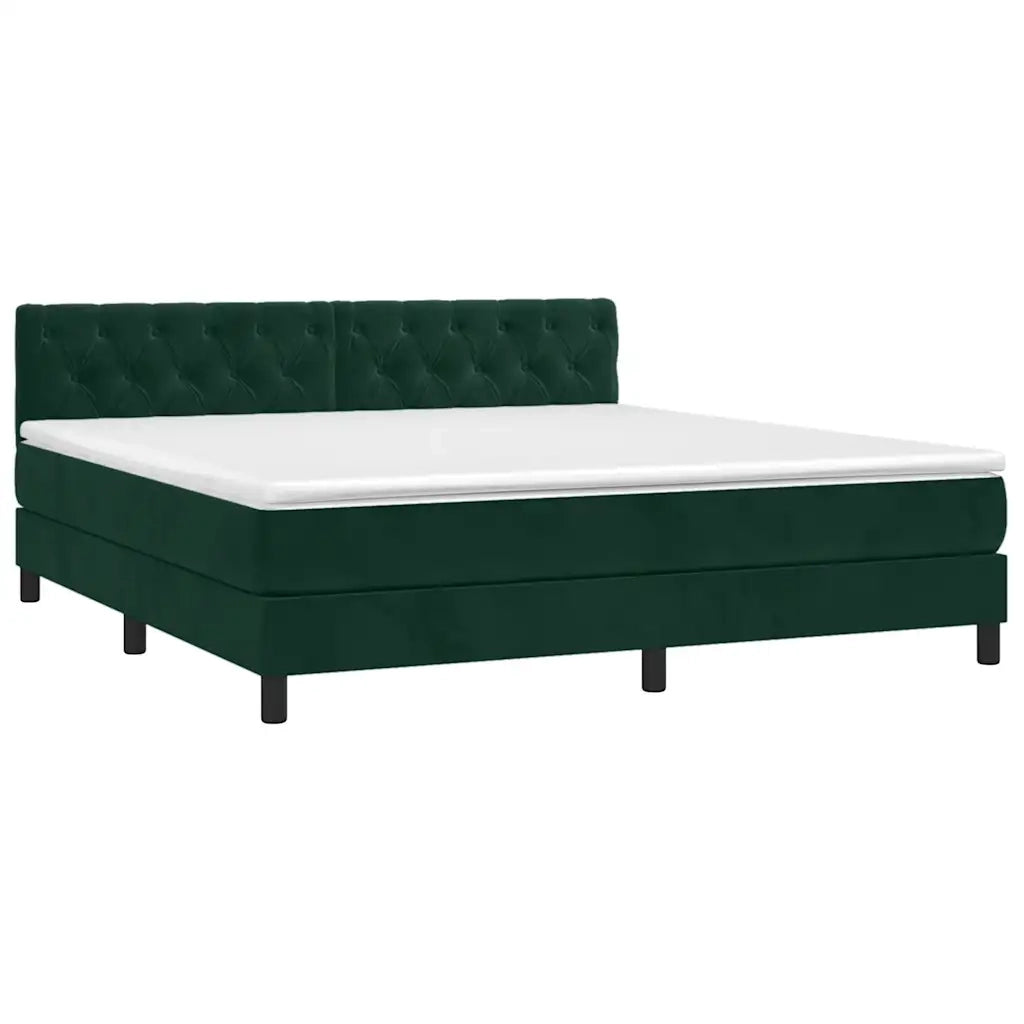 Giroletto a Molle con Materasso Verde Scuro 160x200 cm Velluto 3141494