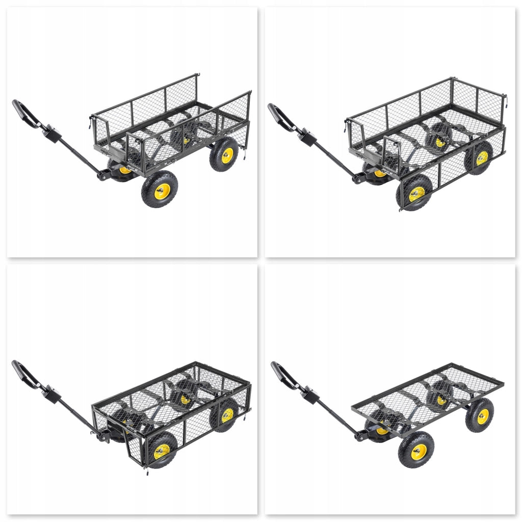 Carrello da giardino KADAX con carriola, rimorchio per trasporto, portata 300 kg, con telone, grande.