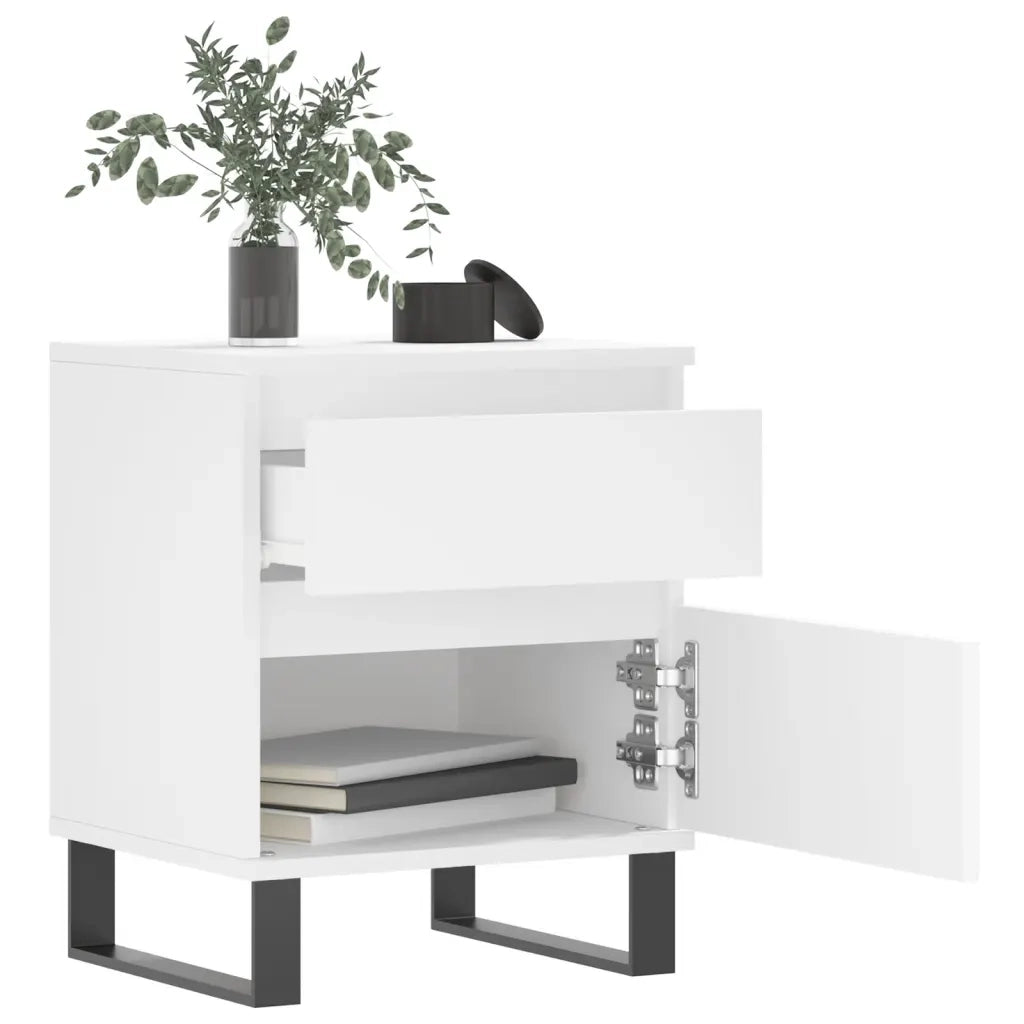 Comodino | Armadio da Notte | Mobiletto da notte Bianco 40x35x50 cm in Legno Multistrato