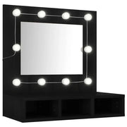 Mobile a Specchio | Armadio da bagno con LED Nero 60x31,5x62 cm