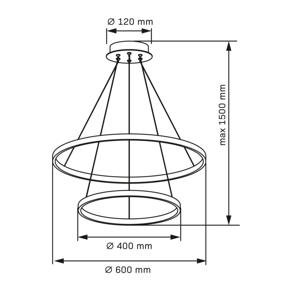 Lampada sospensione LED nera 2 anelli 35W 4000K Polux