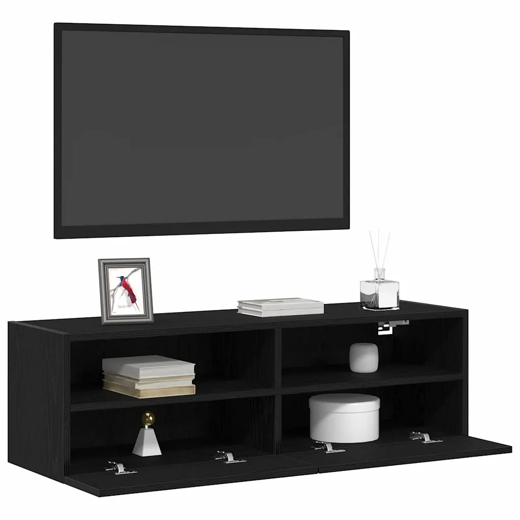 Mobile TV da parete-Mobile TV a Muro-Credenza TV Rovere Nero 100 x 30 x 30 cm