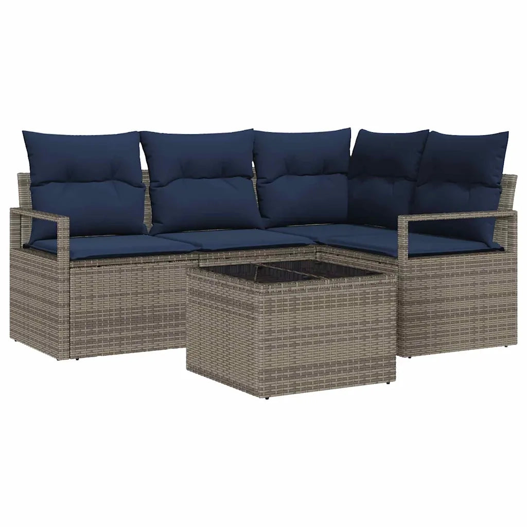 Set di divani 5 pcs Grigio polyrattan