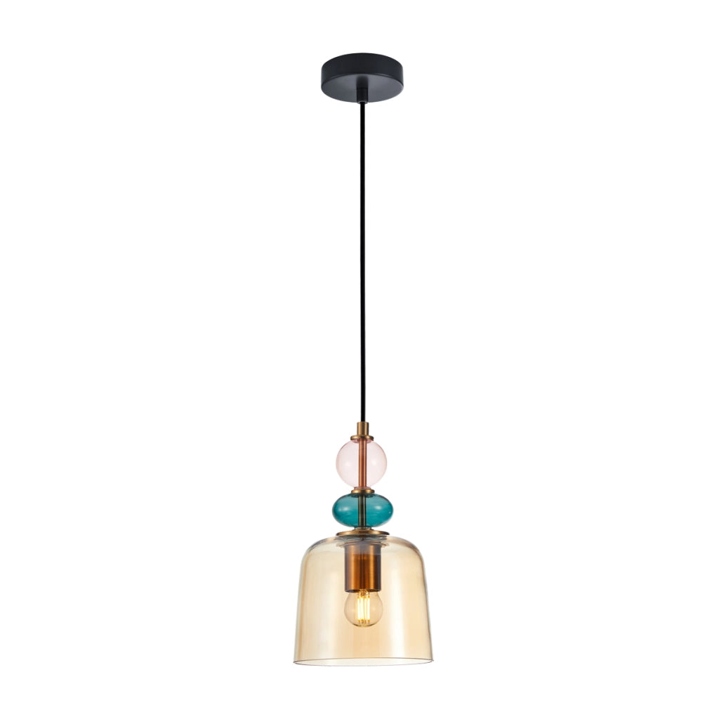 Lampada a sospensione Italux Namos vetro ambra E27 40W