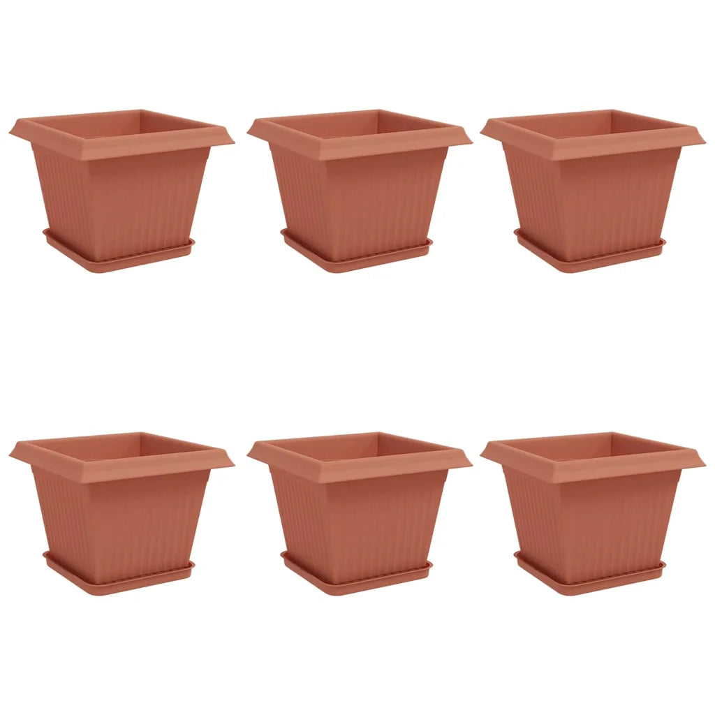 Fioriere | Cassetta per fiori | Vasi per Piante 6 pz Rosso Mattone 28,5 x 28,5 x 22 cm