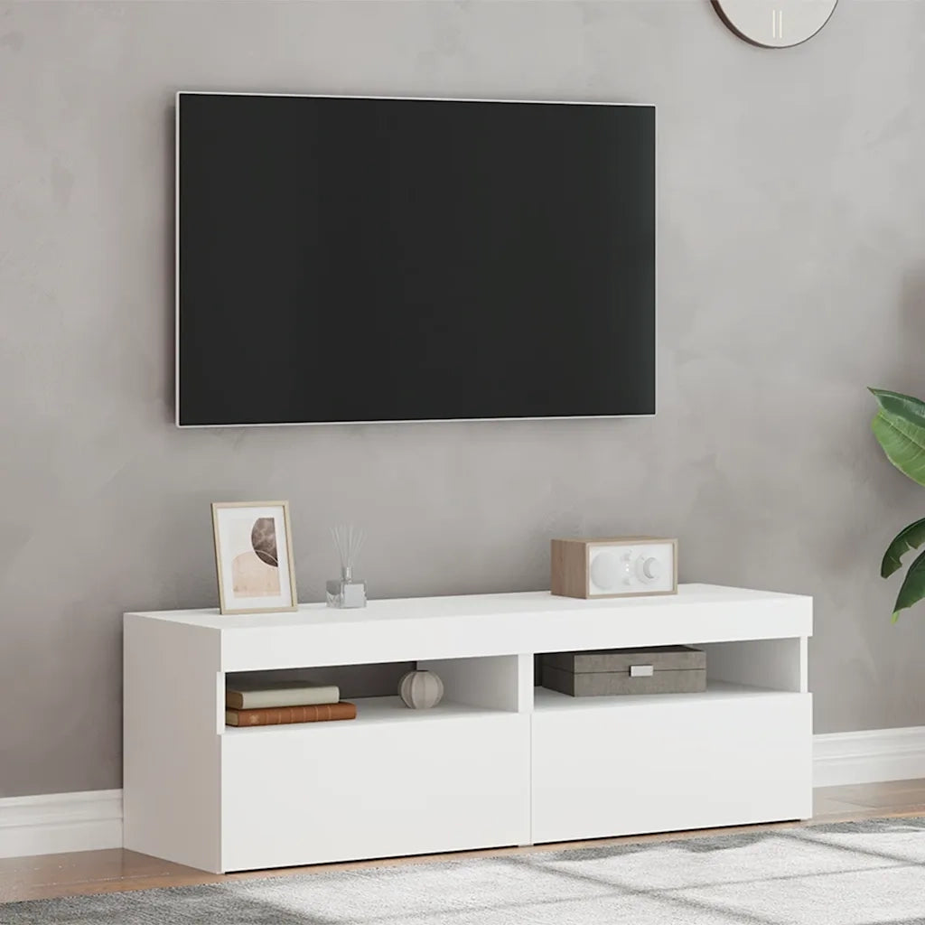 Mobili Porta TV con Luci LED 2 pz | Armadietto TV | Mobile Porta TV Bianchi 60x35x40 cm
