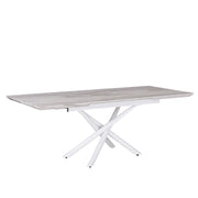 Tavolo da Pranzo Effetto Marmo Piano Tavolo Gambe Bianche MDF Allungabile 160/200 x 90 cm Glam Design Rettangolare