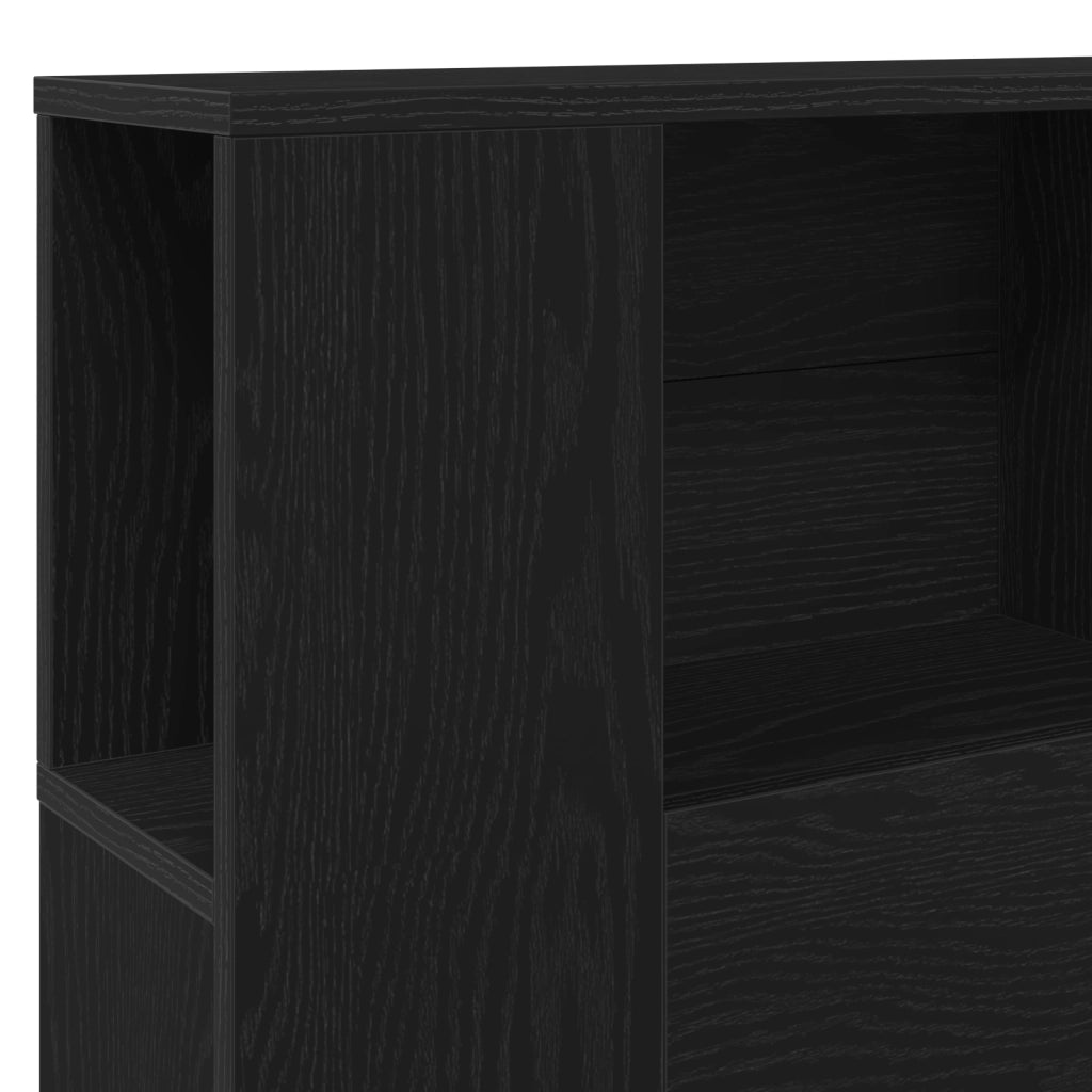 Testiera per letto Armadietto Nero Rovere 100x19x104,5 cm Realizzato in Legno Ingegnerizzato