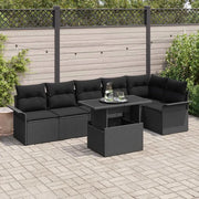 Set Divano da Giardino con cuscino 7 pcs Nero Poly Rattan 3348299