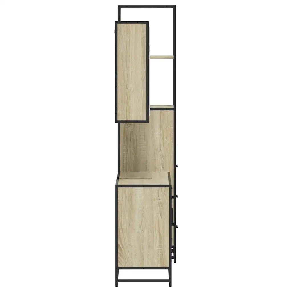 Set Mobili da Bagno 3 pz Rovere Sonoma in Legno Multistrato