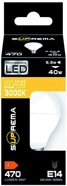 Suprema LAMPADA A LED SFERETTA E14  luce naturale 5 W - 470 lumen 3.00 pz