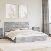 Letto con Contenitore con testiera Grigio cemento 200 x 200 cm 3411875