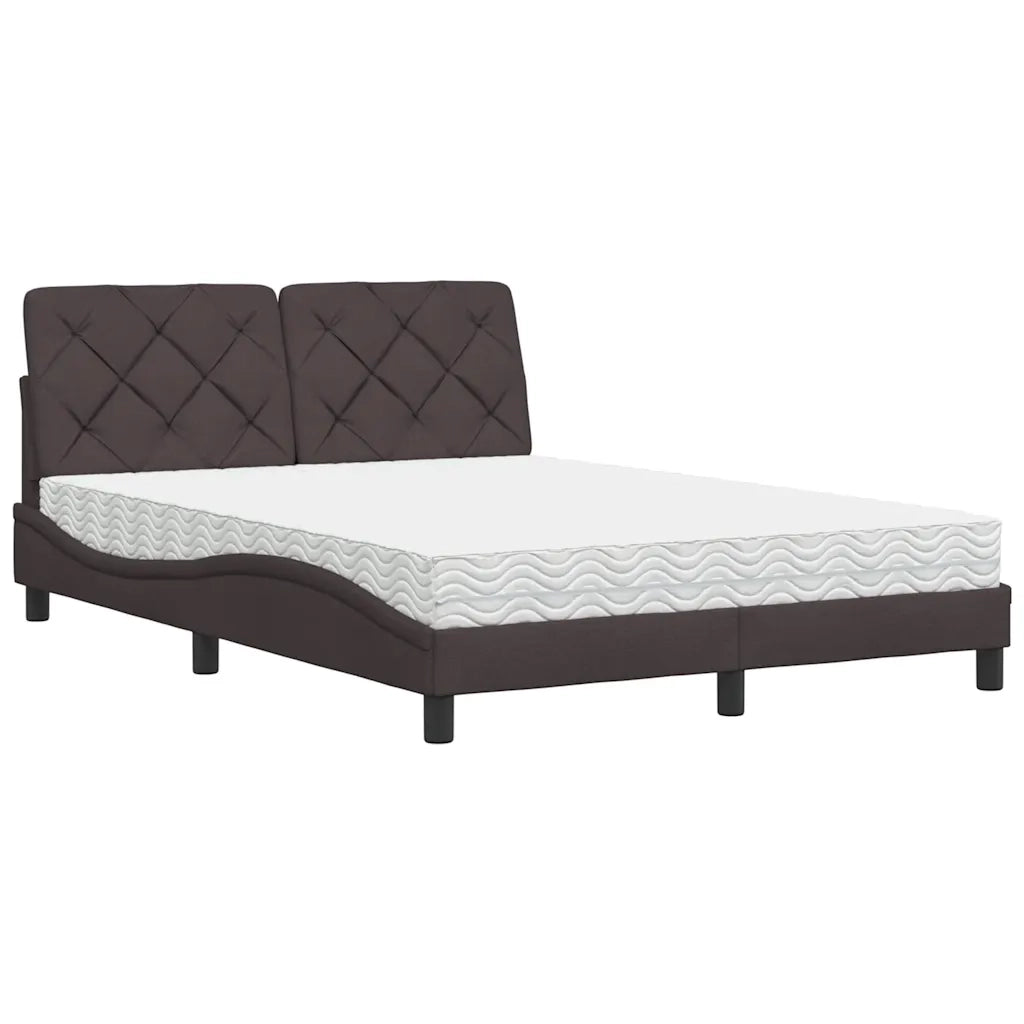 Letto con Materasso Marrone Scuro 140x200cm Tessuto 3310744