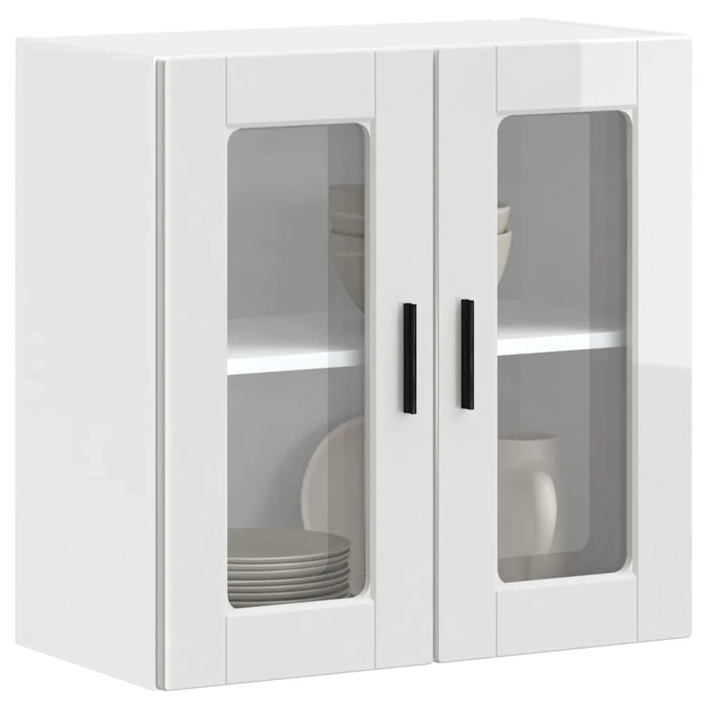 Pensile da Cucina con Porta in Vetro Porto Bianco Lucido 854149
