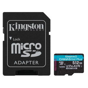 Kingston technology scheda microsdxc canvas go plus gen4 200mb/s a2 u3 v30 da 512 gb + adattatore - SDCG4/512GB