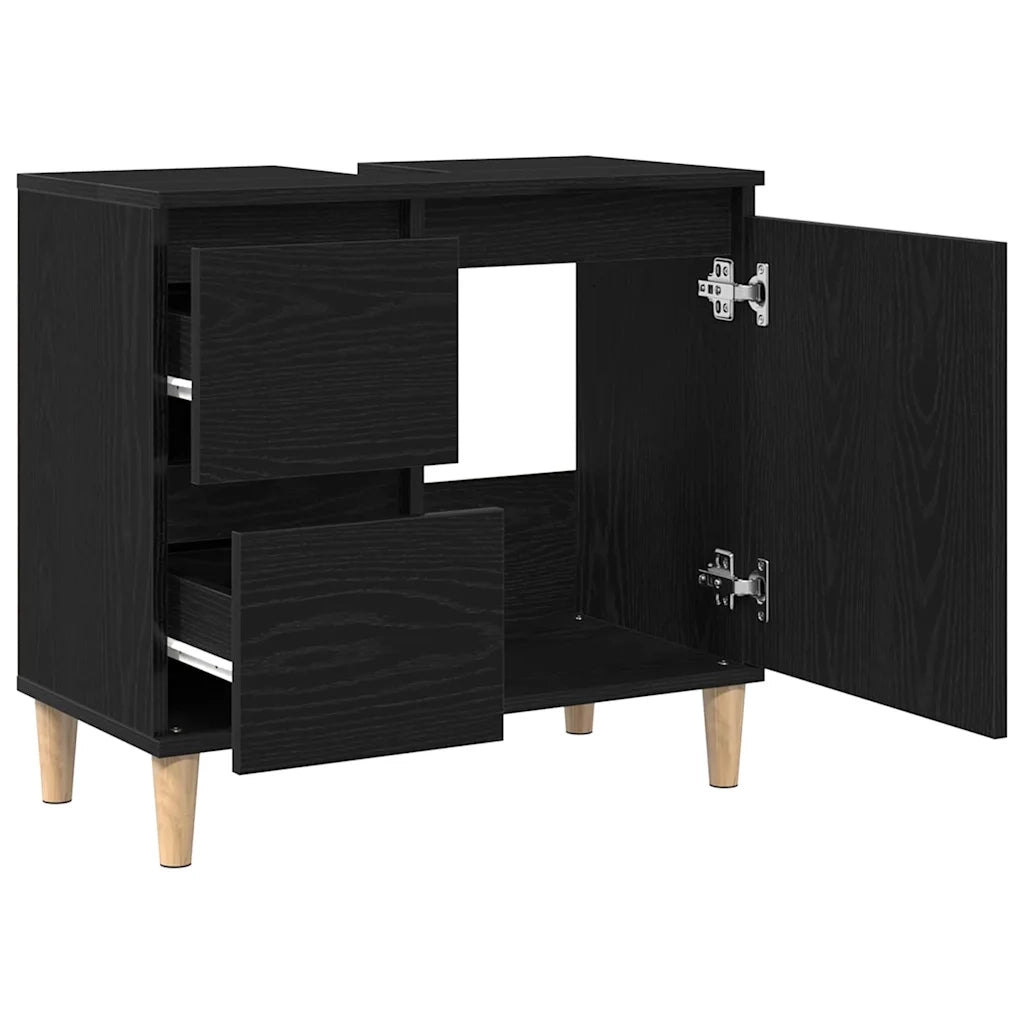 Mobile da Bagno | Armadio da bagno Rovere Nero 65 x 33 x 60 cm Legno multistrato
