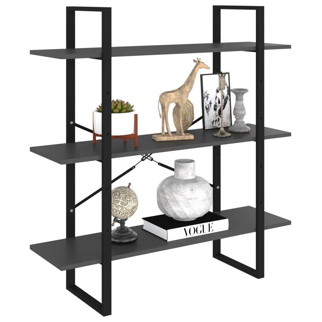 Libreria Grigia 100x30x105 cm in Legno Multistrato 806549
