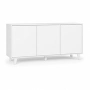 Mobiletto Credenza Moderna Con 3 Ante Senza Maniglie E Piedini Rialzati Per Ingresso Corridoio Soggiorno Salotto Zona Living 154 X 72 X 40 Cm Bianco