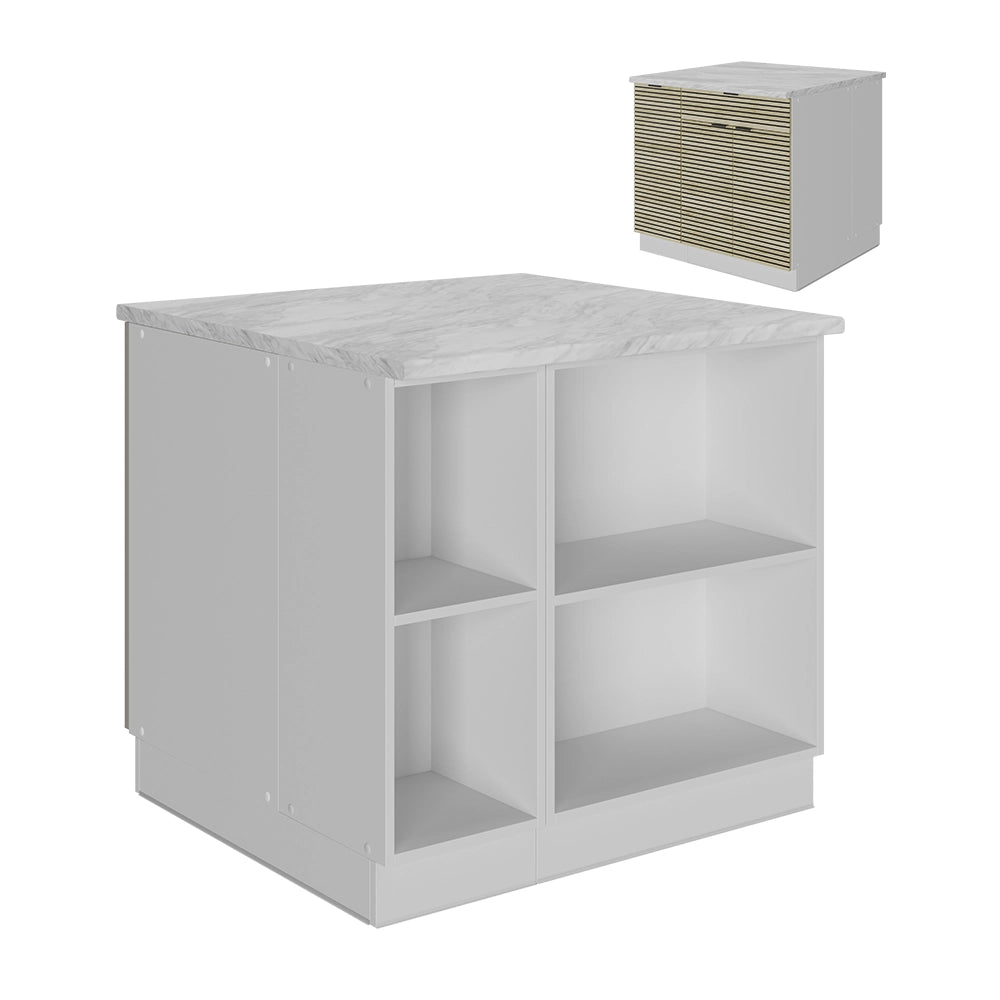 Isola cucina Fame-Line Pannello in quercia/Bianco 90 cm con cassetto, senza piano di lavoro Vicco