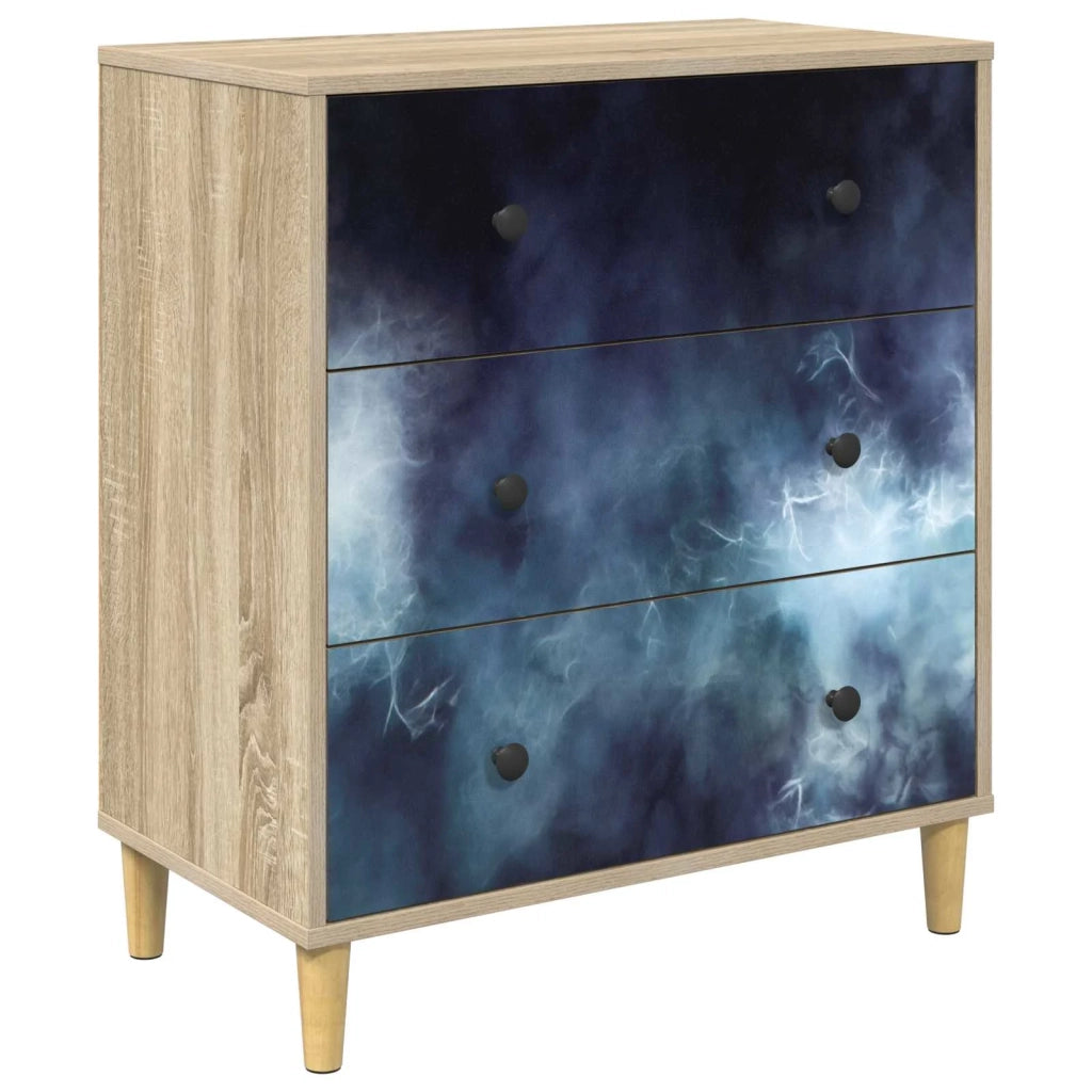 Cassettiera RAALTE Stampa in marmo blu 66 x 36,5 x 75 cm Sonoma 8007352
