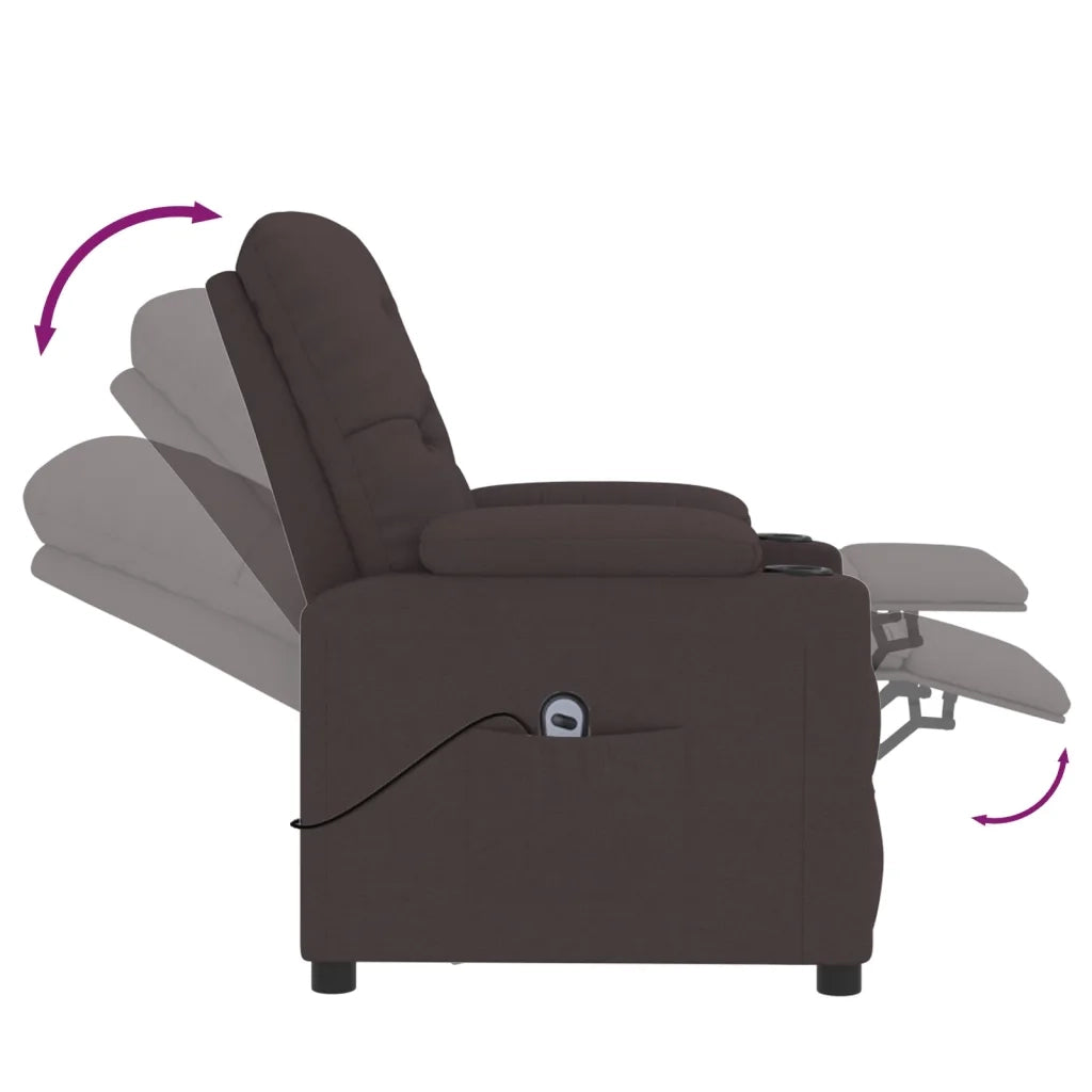 Poltrona Elettrica Reclinabile Marrone Scuro in Tessuto 3098844