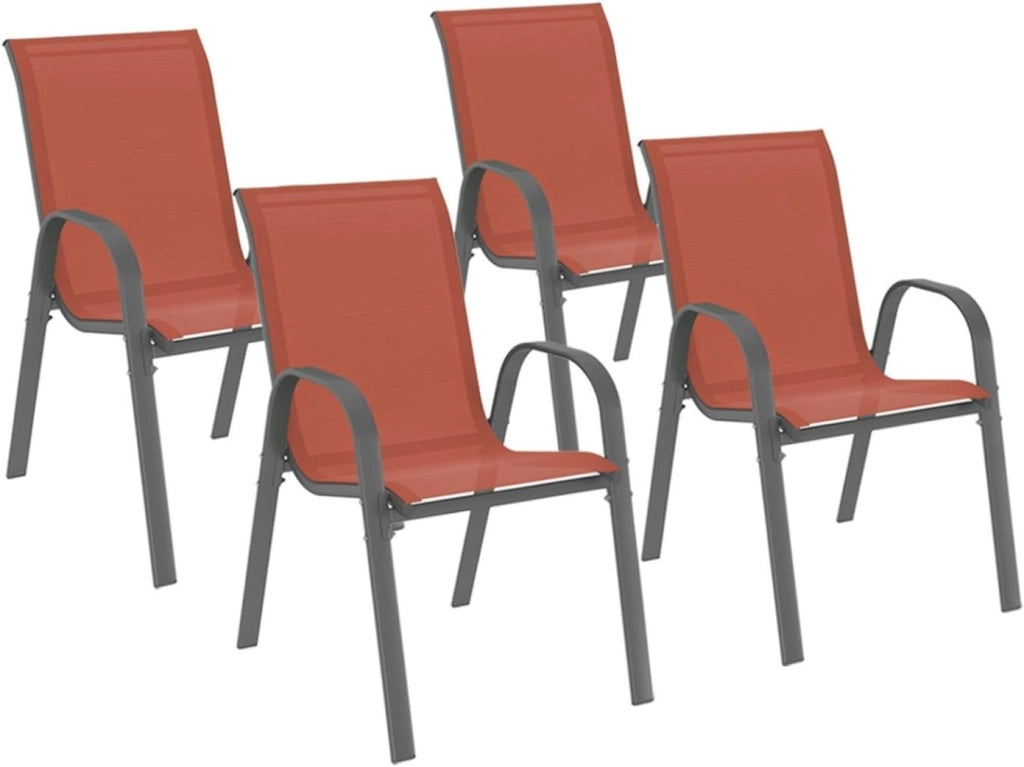 Set di 4 sedie da giardino LYMA in metallo e tessuto impilabile terracotta
