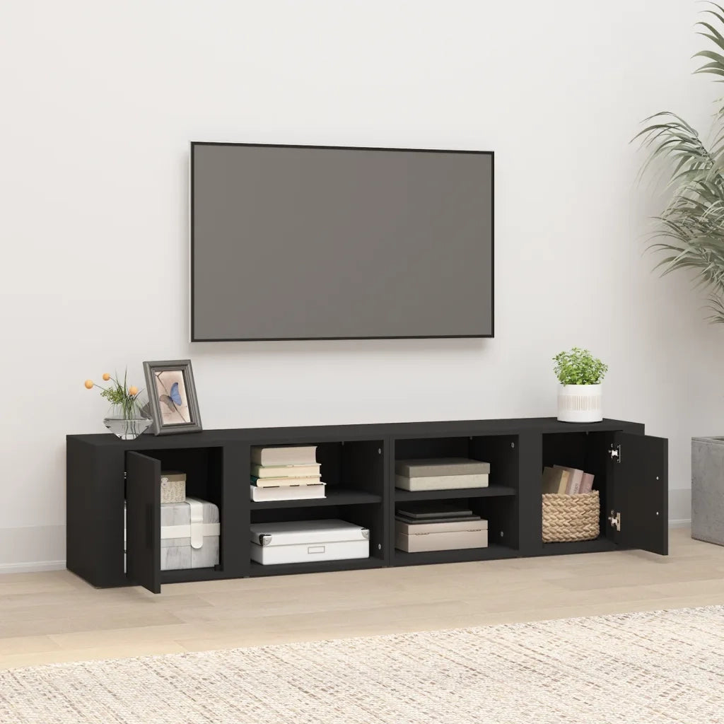Mobili Porta TV 2 pz Nero 80x31,5x36 cm in Legno Multistrato 819439