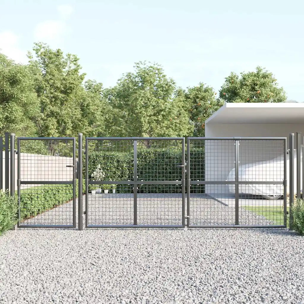 Cancello da Giardino Rete Antracite 400x175 cm Acciaio Zincato