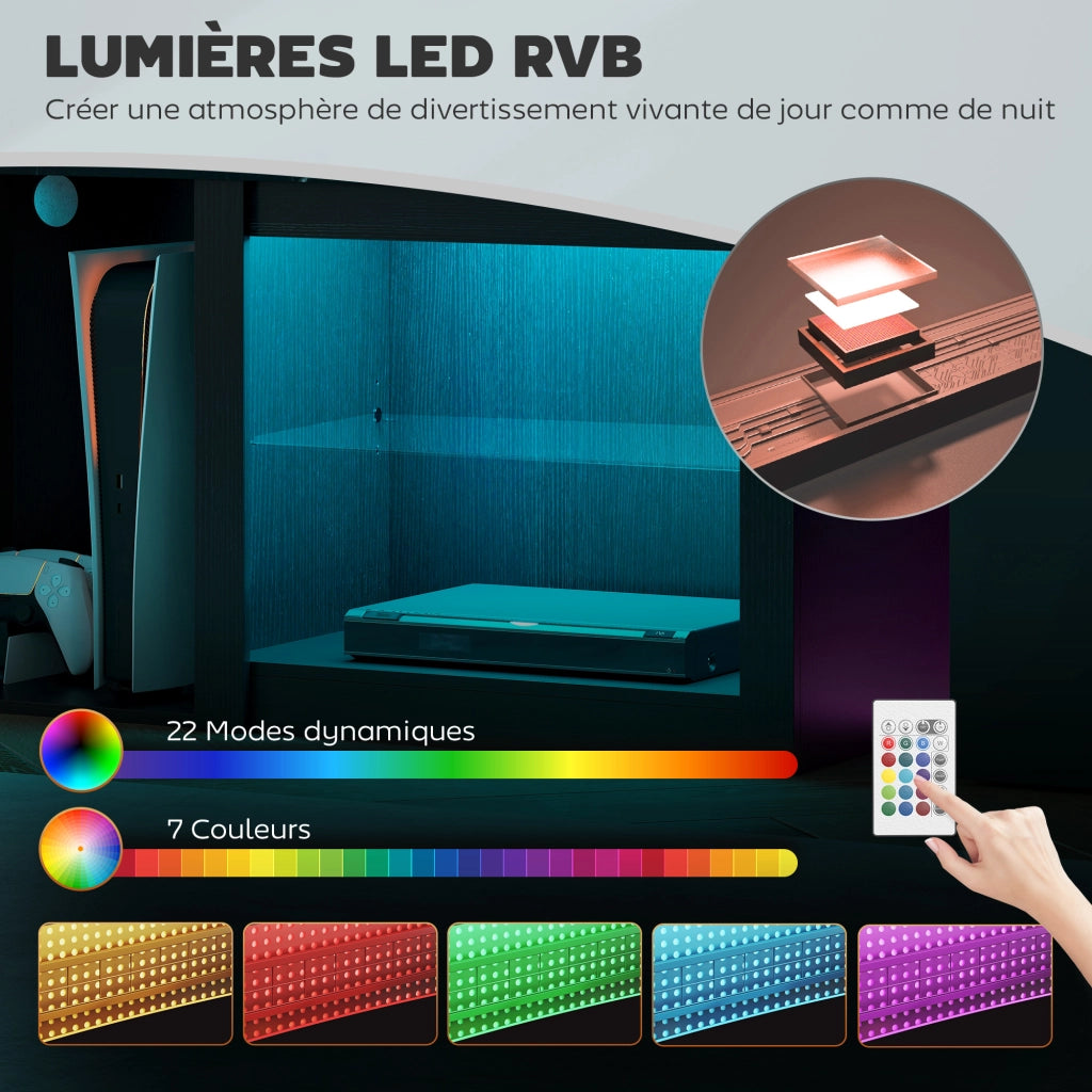Mobile TV con illuminazione LED ¨C zephmum ¨C Nero 160x40x40 cm